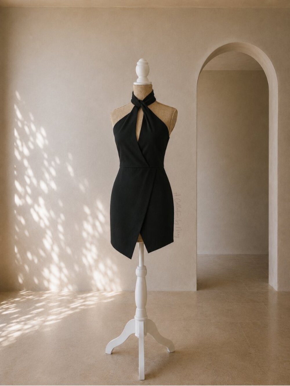The Impeccable Pig Black Halter Keyhole Wrap Mini Dress Medium